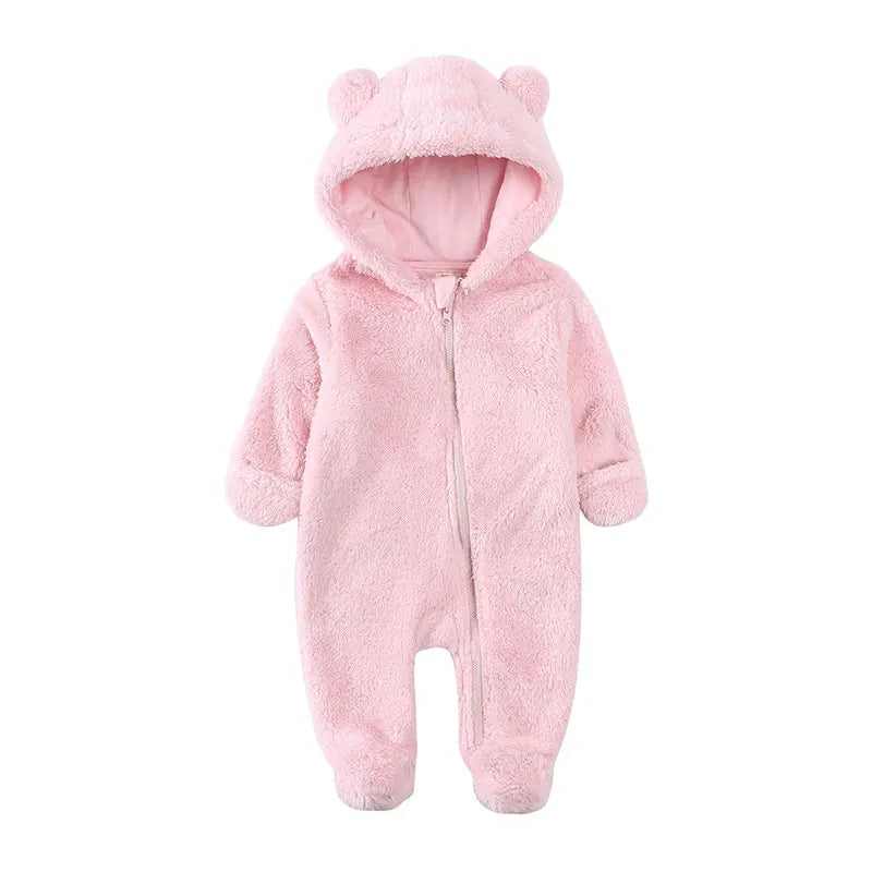 Fashion Baby Clothing Boys Footies Long Sleeve Arctic Velvet Hooded Baby Girl Clothes Winter Warm Baby Romper 0-12 Months