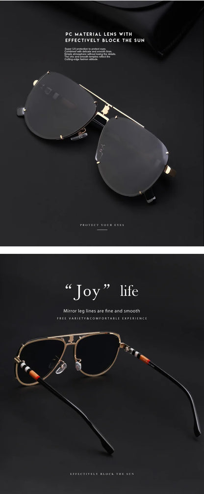 2024 New Arrival Men's Luxury Retro Stripe Style Sunglasses Women Brand Design Double Beam Cool Driving Sun Glasses Oculos Gafas