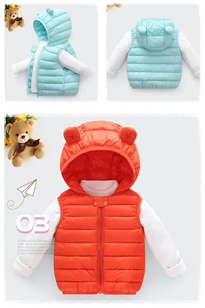 Boys Vest Baby's Kids Waistcoat Down Jacket 2024 Red Warm Plus Thicken Winter Autumn Teenagers Windproof Christmas Gift Children