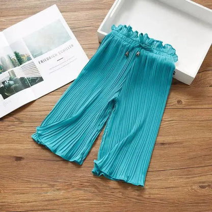 Baby Fashion Lace Chiffon Waist Flare Trousers Childen's Girls Summer