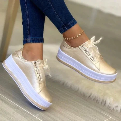 Woman Shoes Casual Sneakers for Women Round Toe Platform Shoes Lace Up