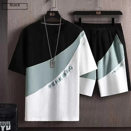 Short Sleeve T-shirt Men Summer Casual Sports Set Trendy Shorts Summer