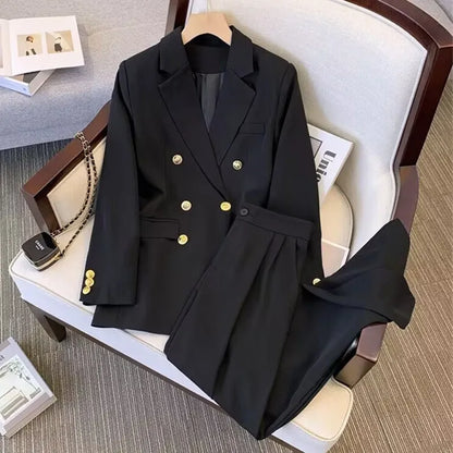 Office Lady Slim Blazer Mujer 2023 Long Sleeve Coats Fashion Black