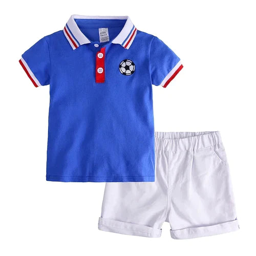 Toddler Kids Boys Summer Leisure Set 2Pieces Polo Shirt + Short Pants