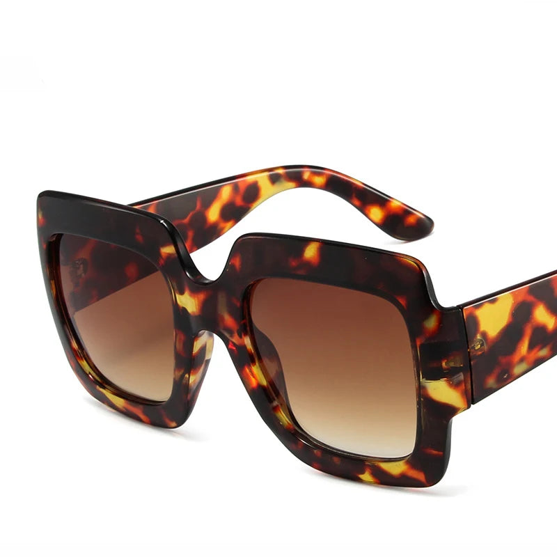 LeonLion Square Retro Sunglasses Women Oversized Leopard Eyewear