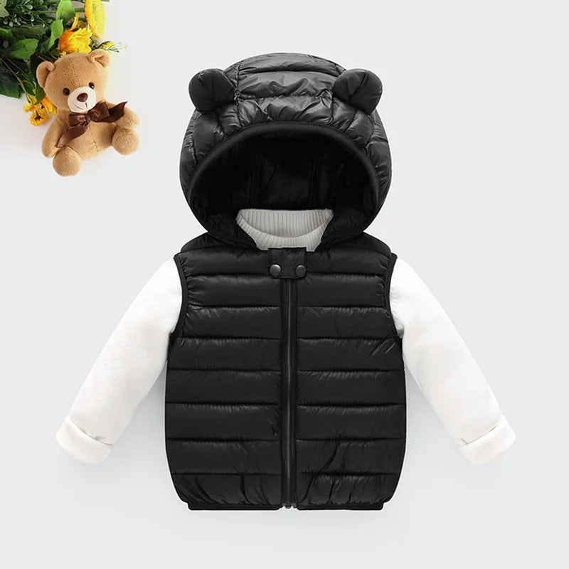 Boys Vest Baby's Kids Waistcoat Down Jacket 2024 Red Warm Plus Thicken Winter Autumn Teenagers Windproof Christmas Gift Children