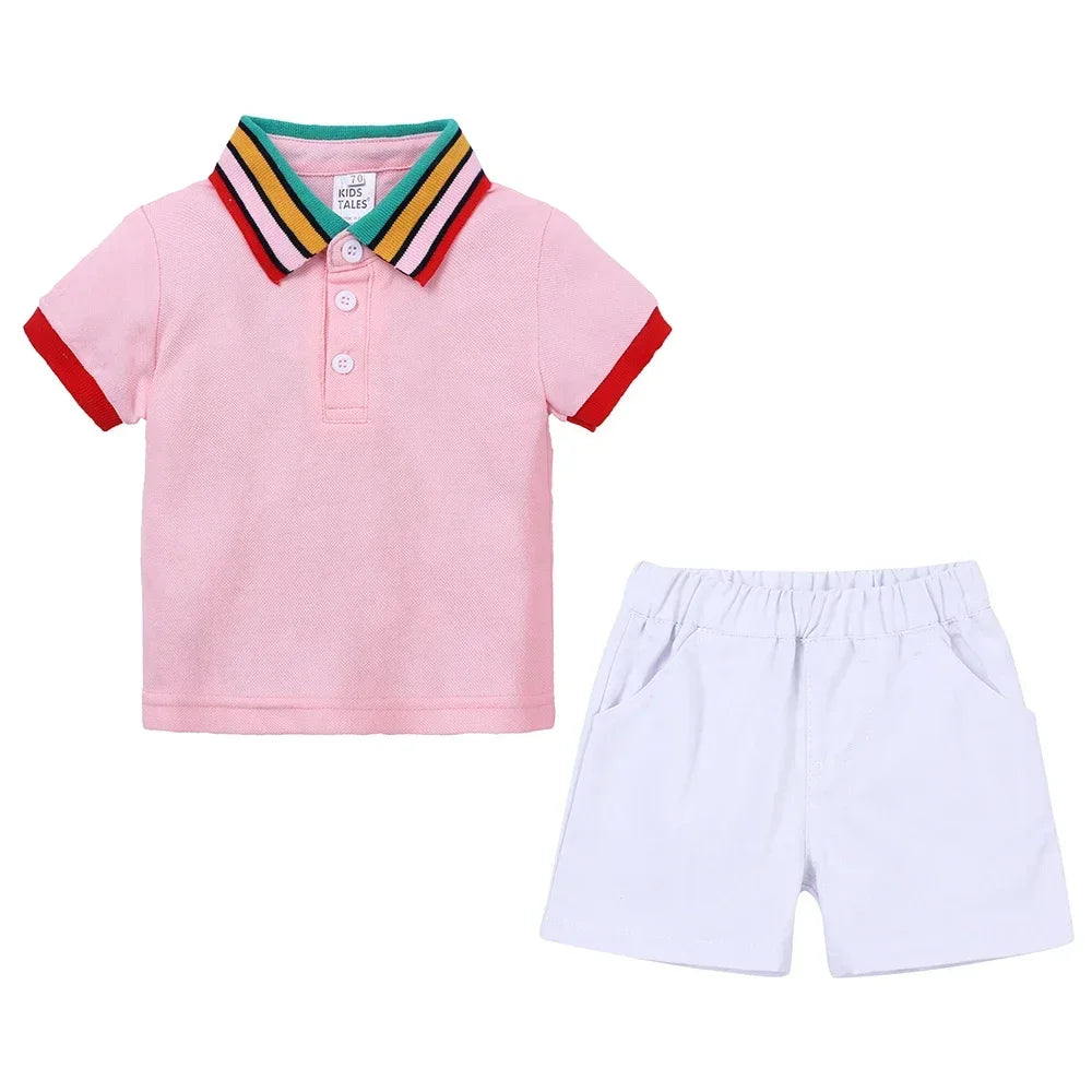 Toddler Kids Boys Summer Leisure Set 2Pieces Polo Shirt + Short Pants