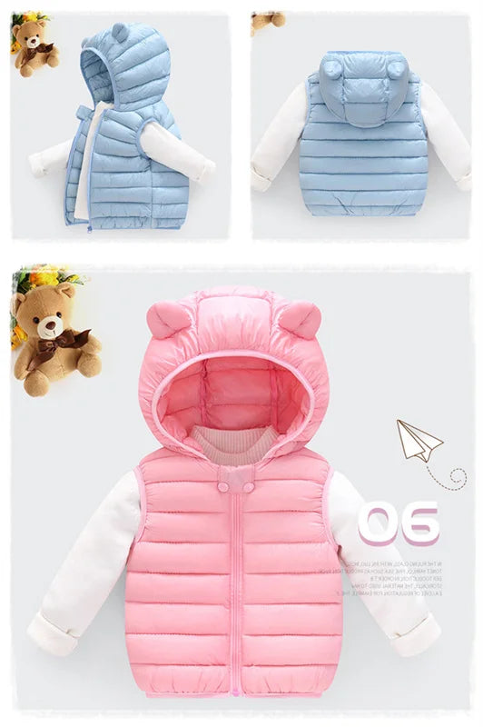 Boys Vest Baby's Kids Waistcoat Down Jacket 2024 Red Warm Plus Thicken Winter Autumn Teenagers Windproof Christmas Gift Children