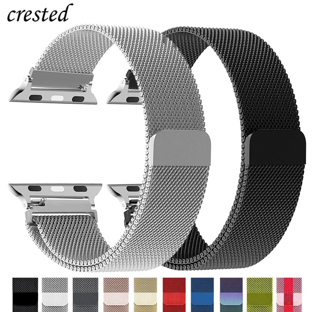 Milanese loop strap For apple Watch band 44mm 40mm 45mm 49mm 41mm 38mm