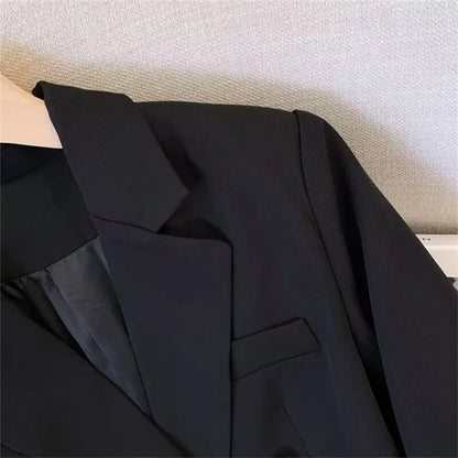 Office Lady Slim Blazer Mujer 2023 Long Sleeve Coats Fashion Black