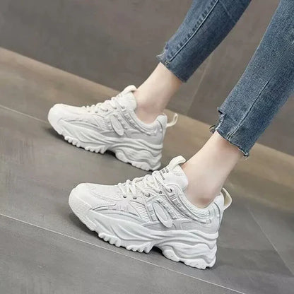 Spring Autumn Breathable Casual Sports Shoes Women Thick Bottom Height