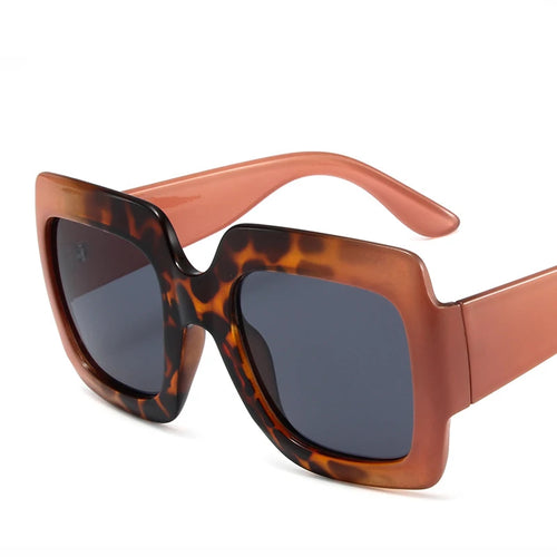 LeonLion Square Retro Sunglasses Women Oversized Leopard Eyewear