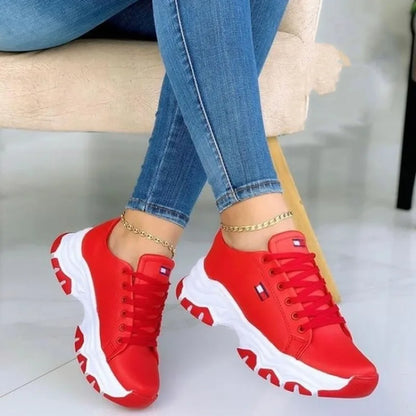 New Women's Vulcanized Sneakers Thick Sole Solid Wedge Women's Shoes