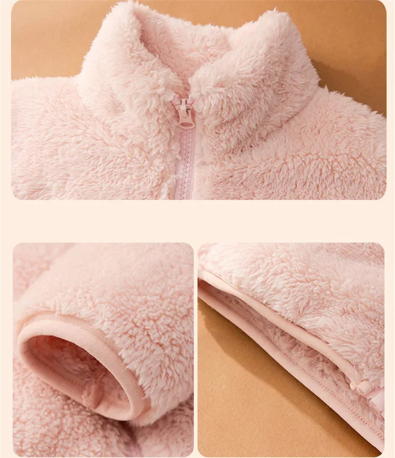 Kids Plush Velvet Jackets Boys Girls Fleece Coats Children's Autumn Winter Padded Outerwear Teenager Warm Clothing 2-12 Years