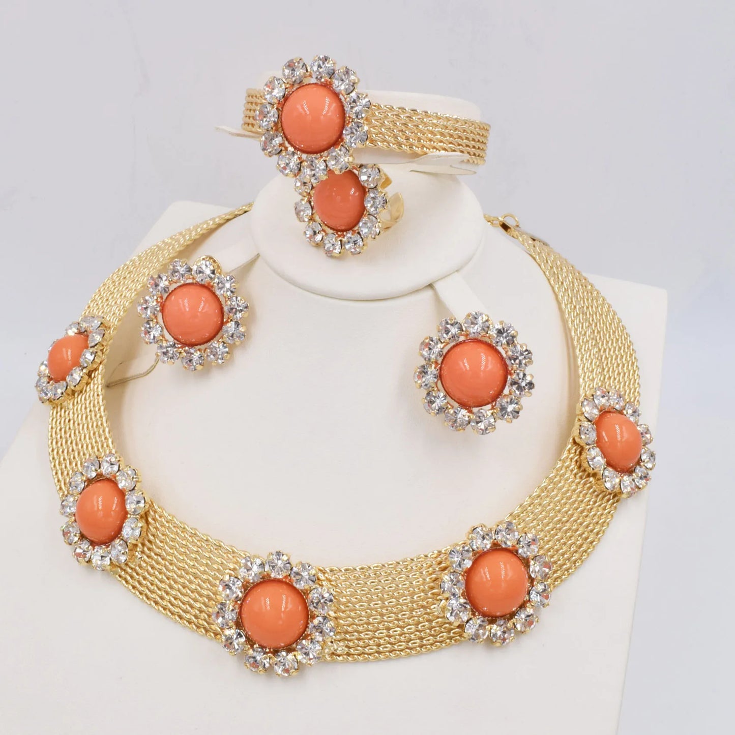 Italian Gold Plated Jewelry Set Dubai Gold Color High Quality Ladies