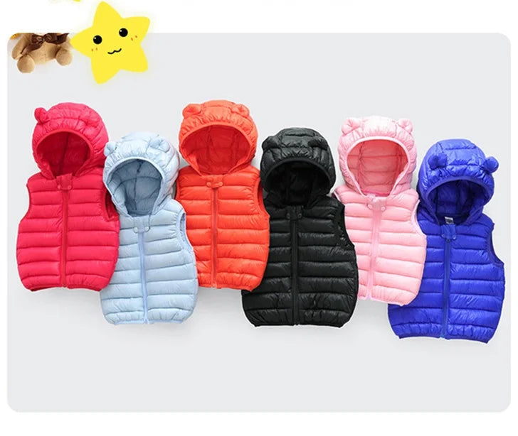 Boys Vest Baby's Kids Waistcoat Down Jacket 2024 Red Warm Plus Thicken Winter Autumn Teenagers Windproof Christmas Gift Children