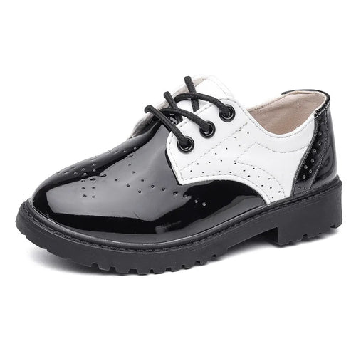 Boys Leather Shoes For Party Wedding Performance Show Stage Black