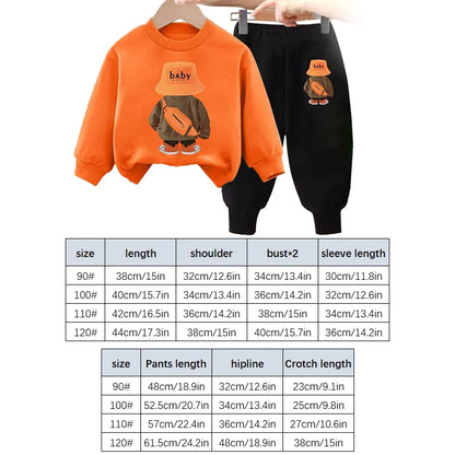 Korean Kids Set Autumn Children Clothes Cotton Sweater+Sports Pants