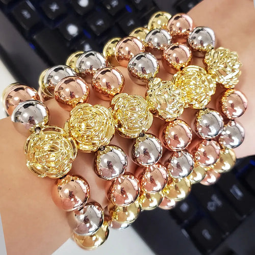 Hot Sale Classic Tricolor Gold Plated Bracelet Women Luxury Party