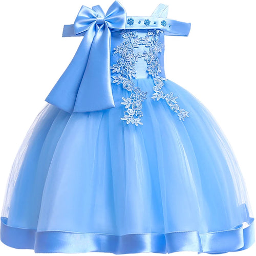 3-10 Years Kids  Party Dresses For Girls Appliques Flower