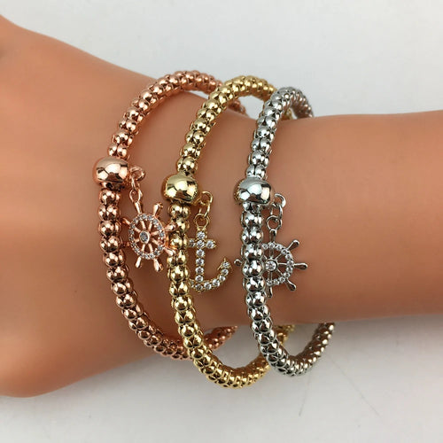 Fashion Women's Bracelet Classic Charm Cuff Bangle 3pcs/set Gold