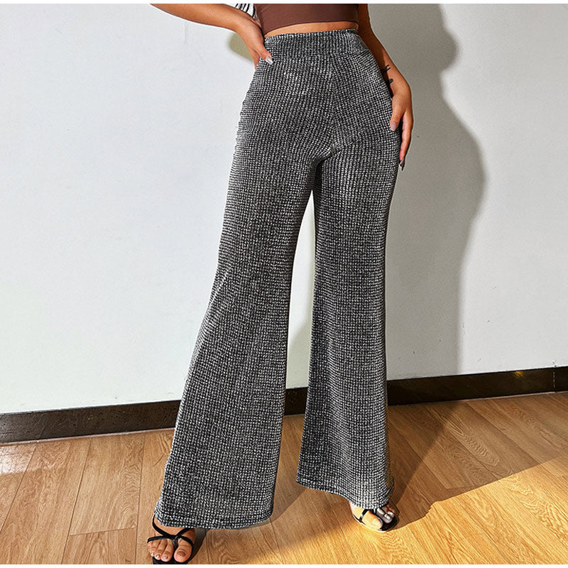 Silver Loose Elegant High Waist Trousers