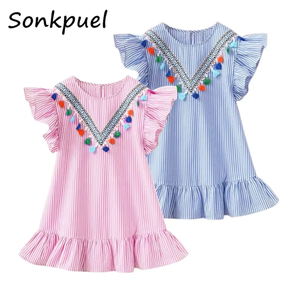 New Kids Dresses for Girls Clothes Summer Girl Stripe Princess Dress