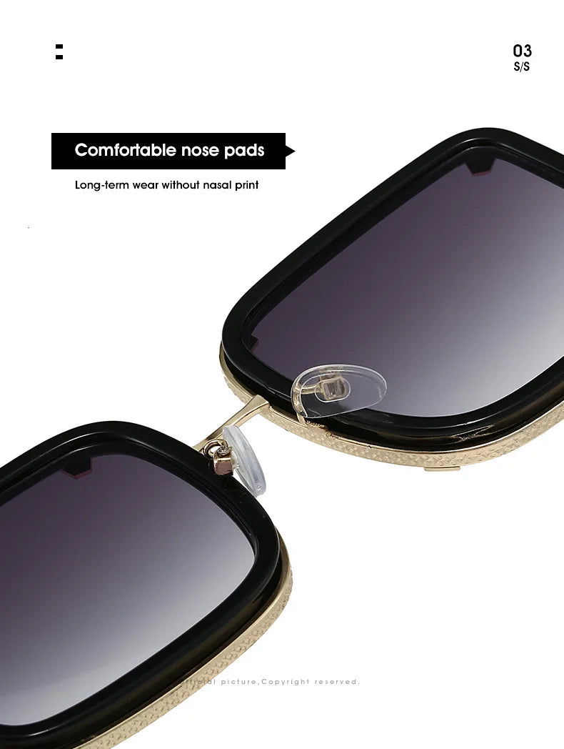 Metal ring rivets sunglasses in Europe and the United States trend box senior sense of sunglasses concave styling retro sunglass