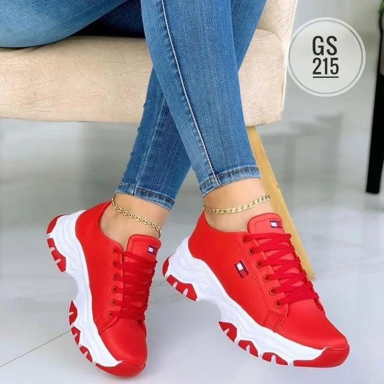 New Women's Vulcanized Sneakers Thick Sole Solid Wedge Women's Shoes