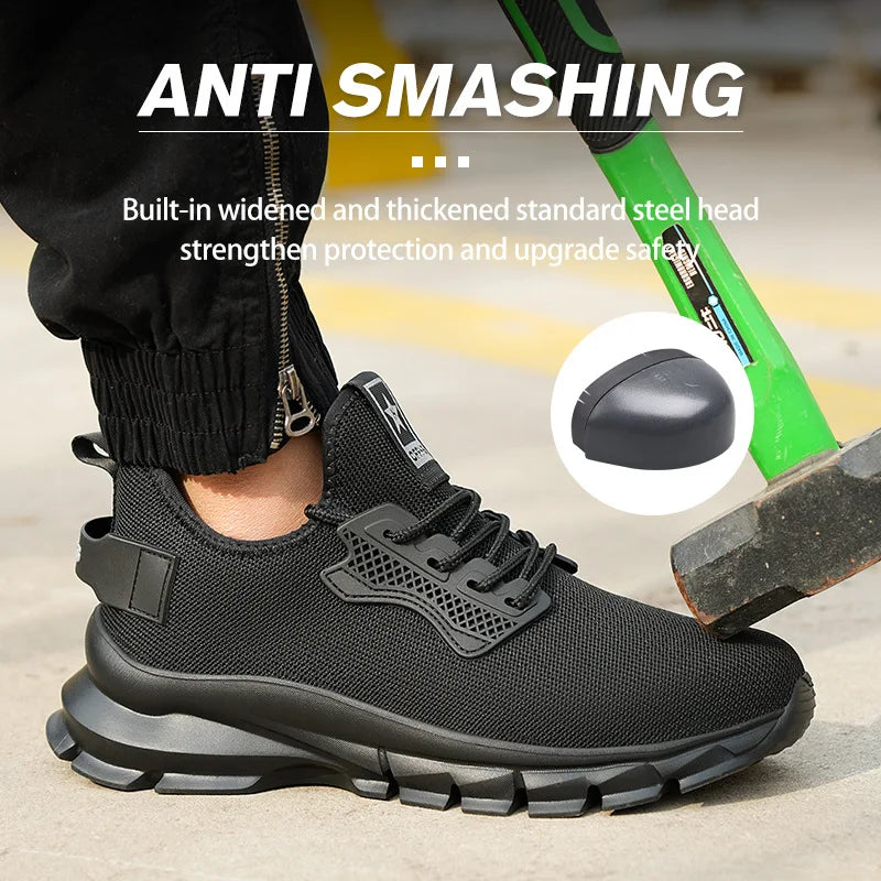 Lightweight Men Safety Shoes Steel Toe Cap work Sneakers Men