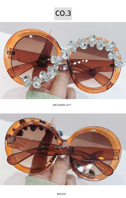 Oversized Round Diamond Sunglasses Exaggerated Personalised Ladies Sun Shade Sunglasses Outdoor Party Sun Protection Sunglasses