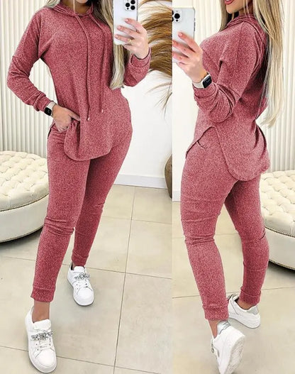 2 Piece Set Women Outfit  Spring Fashion Hem Slit Long Sleeve