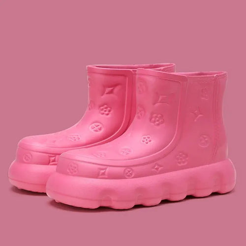 High-calf Women Rain Boots Fashionable Thickened One-piece Rubber