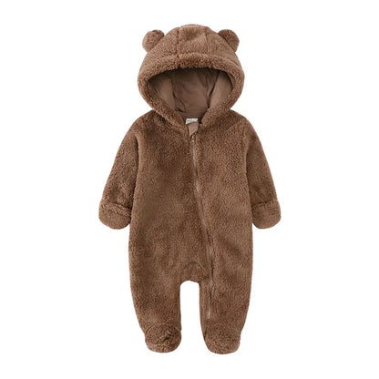 Fashion Baby Clothing Boys Footies Long Sleeve Arctic Velvet Hooded Baby Girl Clothes Winter Warm Baby Romper 0-12 Months