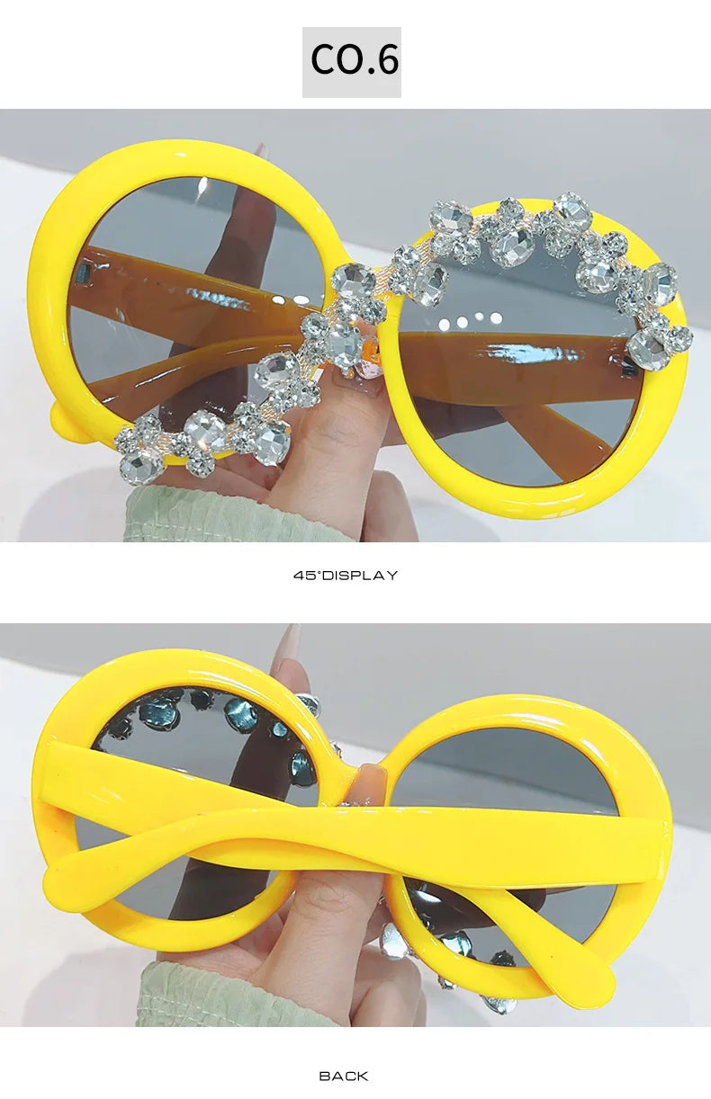 Oversized Round Diamond Sunglasses Exaggerated Personalised Ladies Sun Shade Sunglasses Outdoor Party Sun Protection Sunglasses