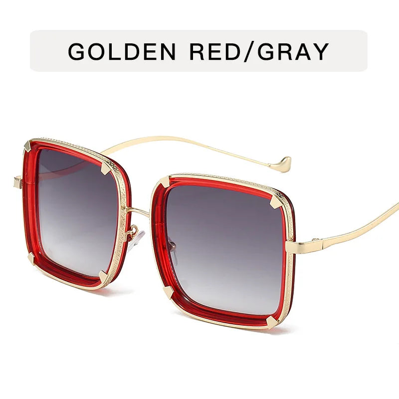 Metal ring rivets sunglasses in Europe and the United States trend box senior sense of sunglasses concave styling retro sunglass