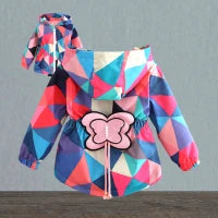 Winter coat 0-6 Age girls hooded with velvet to keep warm Korean version fashion print sweet Joker down jacket children clothing