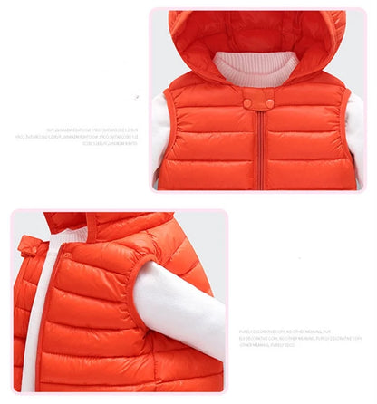 Boys Vest Baby's Kids Waistcoat Down Jacket 2024 Red Warm Plus Thicken Winter Autumn Teenagers Windproof Christmas Gift Children