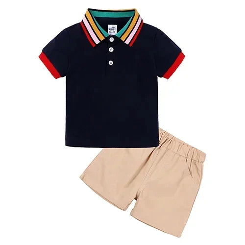 Toddler Kids Boys Summer Leisure Set 2Pieces Polo Shirt + Short Pants