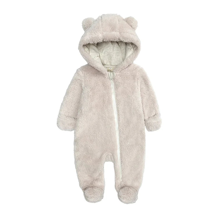 Fashion Baby Clothing Boys Footies Long Sleeve Arctic Velvet Hooded Baby Girl Clothes Winter Warm Baby Romper 0-12 Months