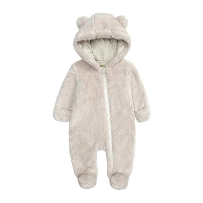 Fashion Baby Clothing Boys Footies Long Sleeve Arctic Velvet Hooded Baby Girl Clothes Winter Warm Baby Romper 0-12 Months