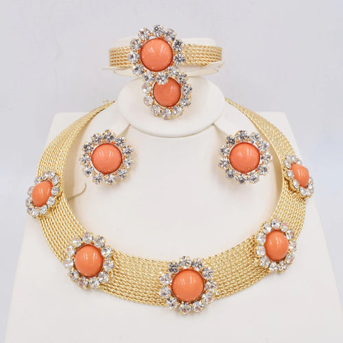 Italian Gold Plated Jewelry Set Dubai Gold Color High Quality Ladies