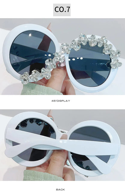 Oversized Round Diamond Sunglasses Exaggerated Personalised Ladies Sun Shade Sunglasses Outdoor Party Sun Protection Sunglasses