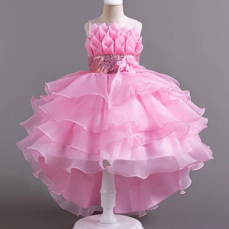 New Girl Tail Flower Waist Collection Multiple Books Skirt Hem Mesh Skirt Stage Walk Show Piano Performance Dress