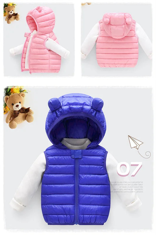 Boys Vest Baby's Kids Waistcoat Down Jacket 2024 Red Warm Plus Thicken Winter Autumn Teenagers Windproof Christmas Gift Children