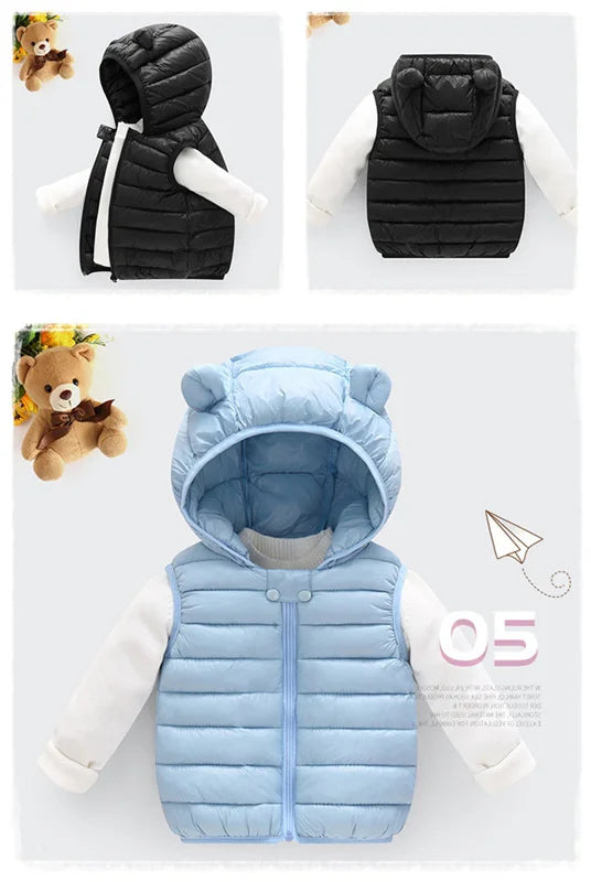 Boys Vest Baby's Kids Waistcoat Down Jacket 2024 Red Warm Plus Thicken Winter Autumn Teenagers Windproof Christmas Gift Children