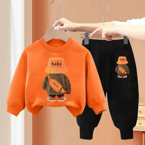 Korean Kids Set Autumn Children Clothes Cotton Sweater+Sports Pants