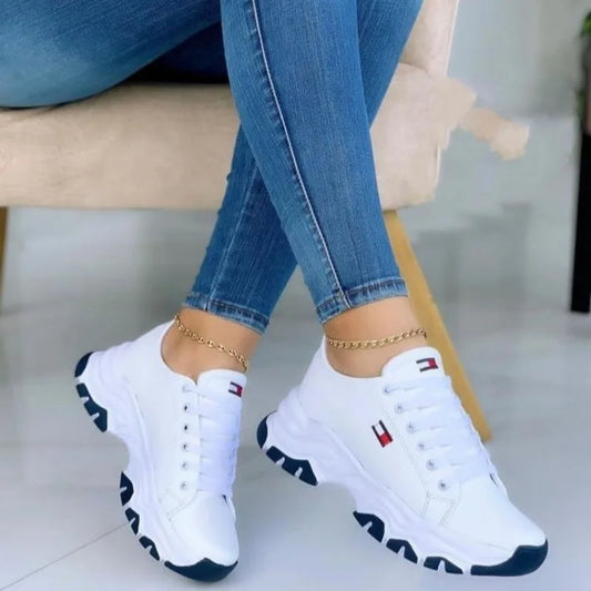 New Women's Vulcanized Sneakers Thick Sole Solid Wedge Women's Shoes