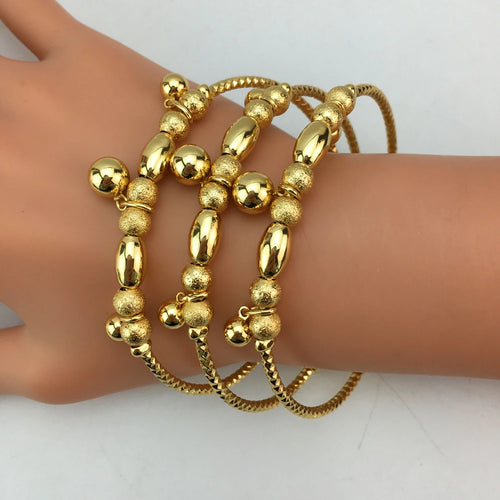 Fashion Women's Bracelet Classic Charm Cuff Bangle 3pcs/set Gold