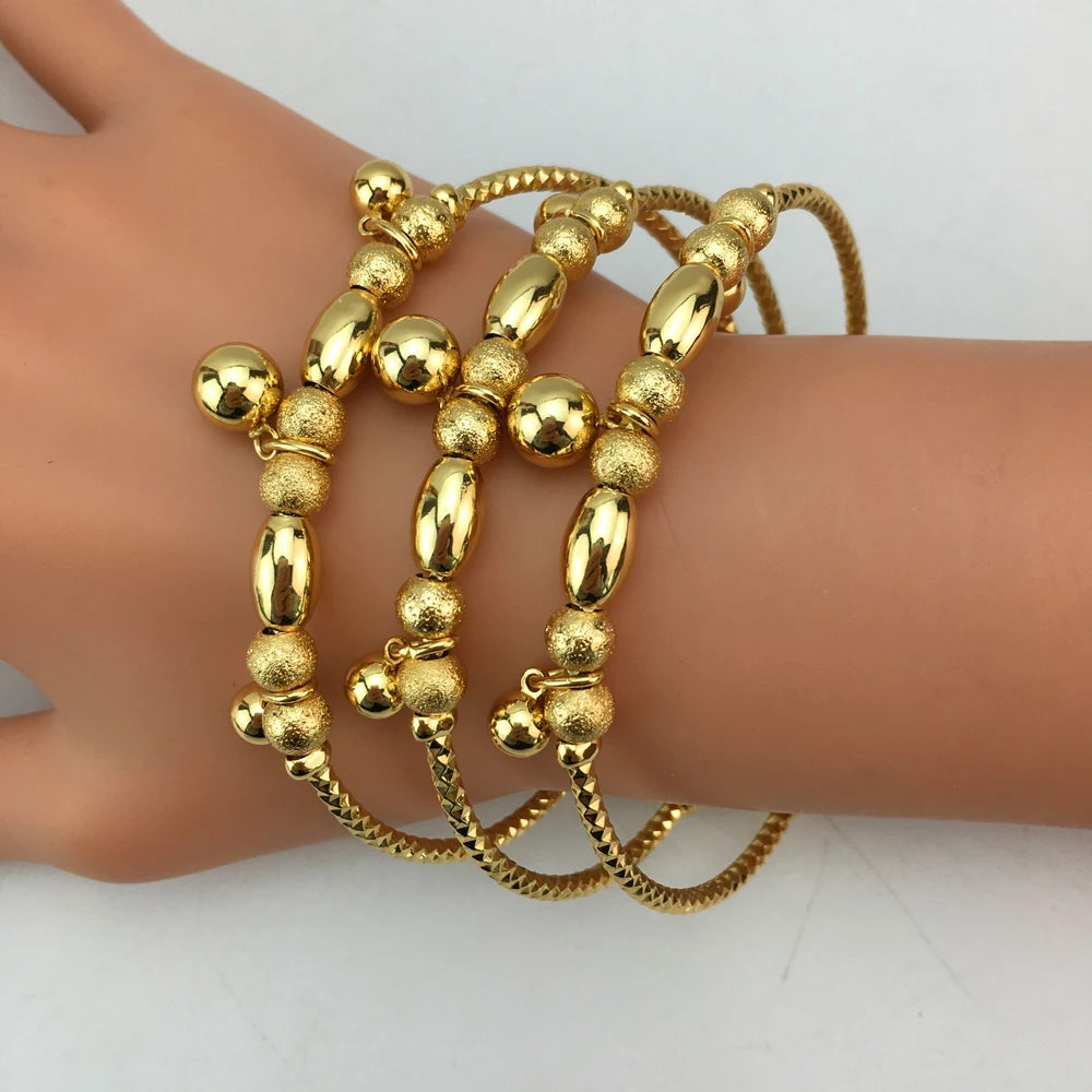 Fashion Women's Bracelet Classic Charm Cuff Bangle 3pcs/set Gold